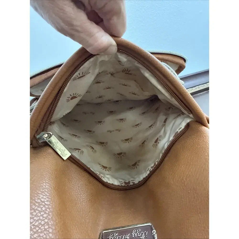 Itzy Ritzy Diaper Bag Cognac Backpack Vegan Leather Gold Hardware Tik Tok Bag